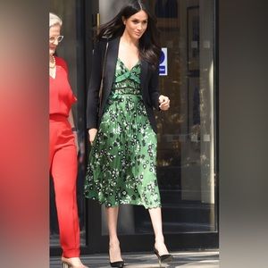 Self-Portrait green floral dress as seen on Meghan Markle